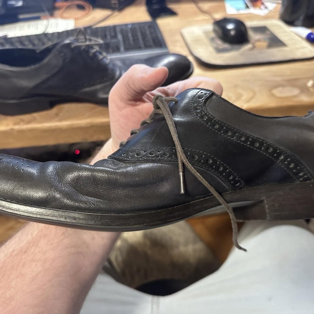 Aston Grey Black Wingtips Dress Shoes mens 12 US - Picture 4 of 10